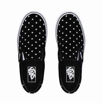 Damske Tenisky Na Platforme Vans Suede Polka Dot Classic Slip-On Čierne/Biele VA97LRGTK